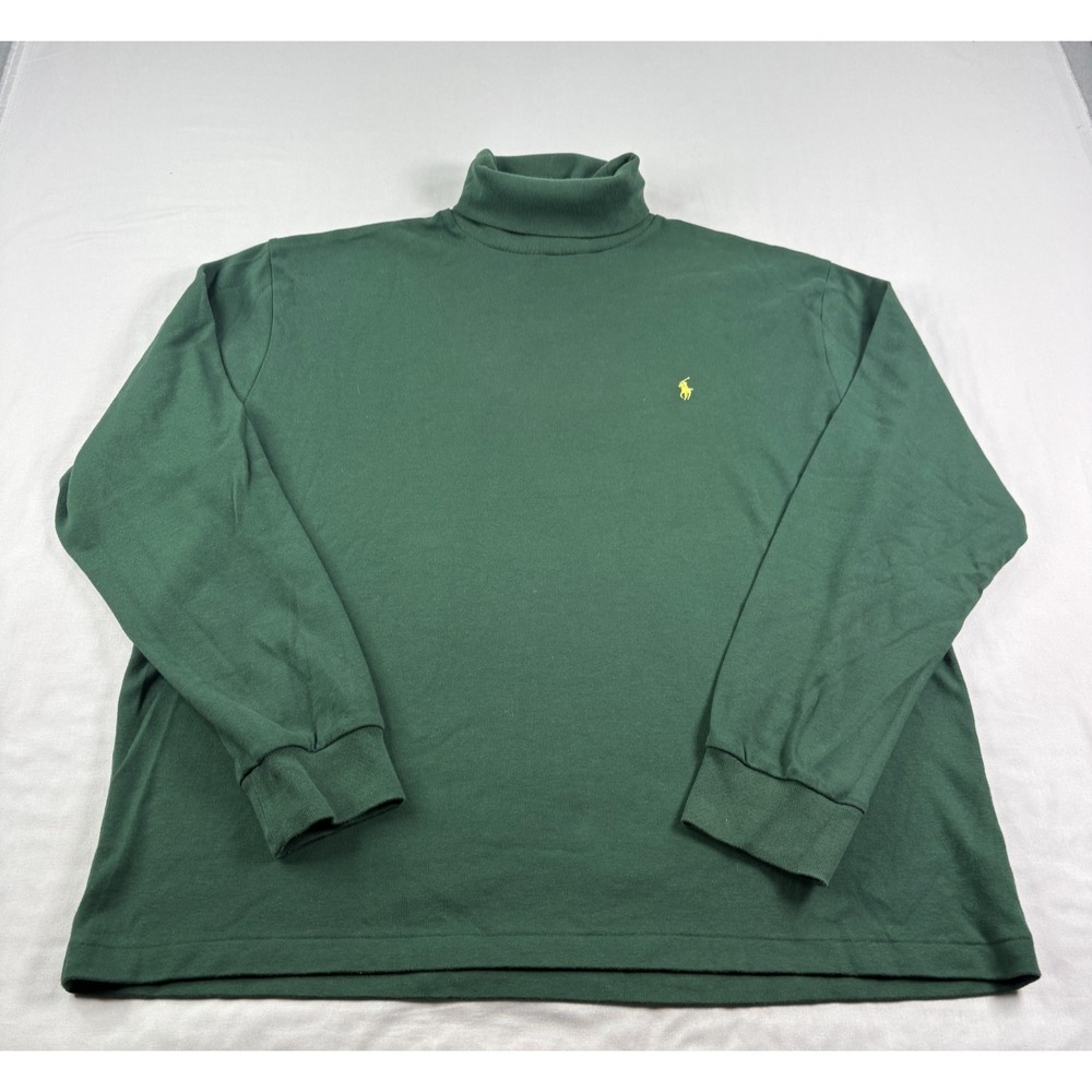 Polo Ralph Lauren Turtleneck Sweater Mens XL Green Pullover Lightweight Vintage